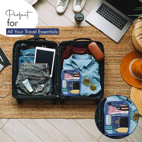 3 Pack Transparent Quart Size TSA Approved Toiletry Bags/Make Up Bags (Blue) in Saudi Arabia
