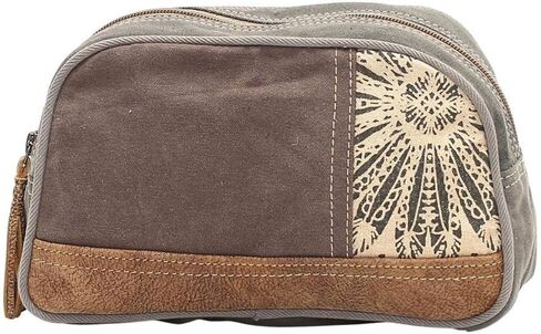 Flower Design Small Make-Up Bag, قماش, رمادي, 6" x 12" in Kuwait