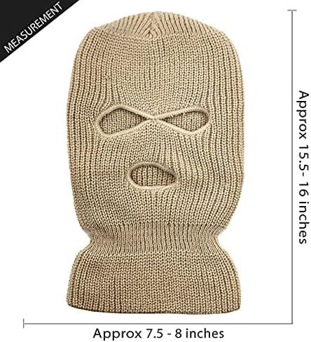Mens Balaclava Collection Fleece Three Hole Mask Winter Knit Ski Hat Ribbed Beanie Winter in Kuwait