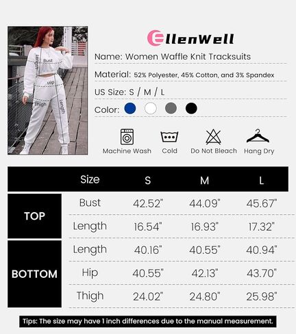 طقم نسائي من ELLENWELL مكون من قطعتين بأكمام طويلة مبطن وسراويل رياضية عالية الخصر in Kuwait