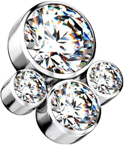 Pierced Owl - 14GA G23 Implant Grade Titanium Internally Threaded CZ Crystal Paw Print Dermal Anchor Top in Saudi Arabia