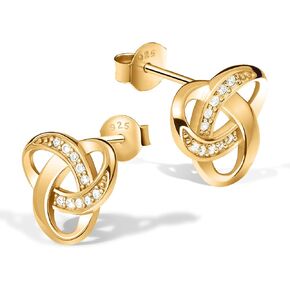 Chic Bijoux Knot Earrings for Women – With Round Cubic Zirconia stones and 925 Sterling Silver – Gift for Her Birthday, Rose Gold Jewelry in Kuwait