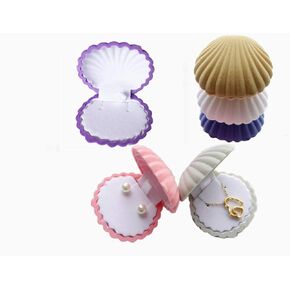 Pack of 6 Colorful Velvet Earring Gift Box Shell Jewelry Storage Case Showcase Display Organizer Box for Necklace