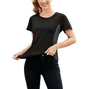 تي شيرت نسائي من HOCOSIT للتمرين سريع الجفاف، قمصان شبكية لليوجا الرياضية والجري والممتصة للرطوبة in Kuwait