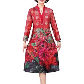 Bitablue Women's Exotic Paneled V-Neck Dress with Magnificent Floral Prints in Kuwait