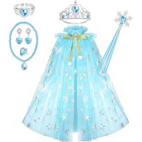 Fedio Princess Cape Set 7 Pieces Girls Princess Cloak with Tiara Crown, Wand for Little Girls Dress up in Kuwait