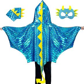 IROLEHOME Toddler Dragon-Wings-Costume for Kids Dinosaur-Cape and Mask Gloves as Boys-Girls Dino Dress-Up Party Gifts Toys in Kuwait