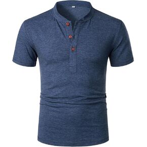 FANARCHER Men’s Henley Short Sleeve Casual T-Shirt Front Placket Cotton Shirt