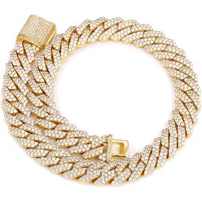 MLENS 6/20mm Iced Out Chain Cuban Link Diamond Chain Necklace 18k Gold/White Gold Plated Miami Bling Drip Chains and Bracelets Rappers Choker Necklaces Jewelry Gifts for Men