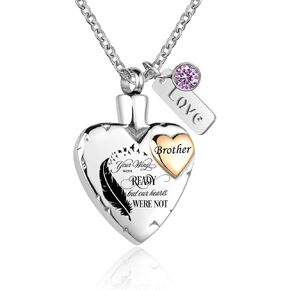 LuxglitterLin Heart Urn Necklace for Ashes Cremation Memorial Keepsake Jewelry for Loved Ones -Your Wings were Ready My Heart was Not