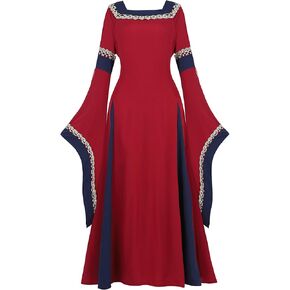 Zhitunemi Renaissance Costume Women Peasant Dress Chemise Halloween Costumes for Womens Nightgown Dress Up Retro Gown