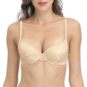Womens Padded Push Up Lace Bra Underwired Demi Add A Cup Everyday Comfort Plunge Support Brassiere