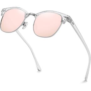 MEETSUN Retro Semi Rimless Polarized Sunglasses for Men Women Classic Trendy Driving Sun Glasses UV Protection