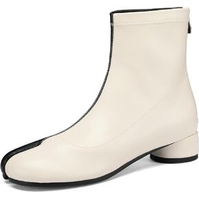 Cuctos Tabi Boots Split Toe Ankle Boots for Women Japanese Ninja Shoes Low Heel Block Heels Booties Artificial Leather Boots