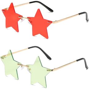 JFTOWN Rimless Star Sunglasses Pentagram Glasses Party Sun Glasses for Women/men Prom Streetwear Christmas Eyewear