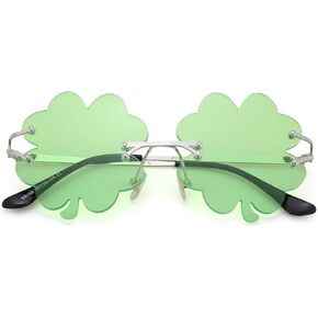 النظارات الشمسية Melpomenia St. Patrick's Day Green النظارات الشمسية الأيرلندية شامروك أربع أوراق البرسيم الأخضر ظلال العدسات زي نظارات الحفلات (أربع أوراق خضراء) in Kuwait
