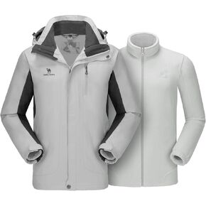 CAMEL CROWN Men’s Ski Jacket 3 in 1 Waterproof Winter Jacket Snow Jacket Windproof Hooded with Inner Warm Fleece Coat