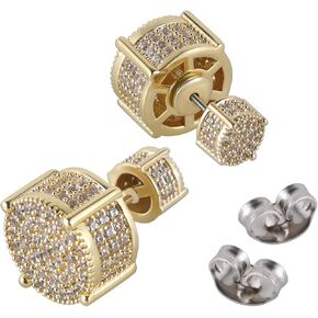 18k Gold Plated Double Sided CZ Stud Earrings, Reversible Cubic Zirconia Stud Earrings,Front Back Earrings for Women