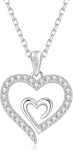 قلادة Kovtia Love Forever Heart من القلب إلى القلب مطلية بالذهب عيار 14 قيراط، قلادة زفاف رقيقة للنساء، هدية عيد الحب للفتيات، هدايا عيد الأم للمجوهرات in Kuwait
