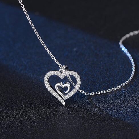 قلادة Kovtia Love Forever Heart من القلب إلى القلب مطلية بالذهب عيار 14 قيراط، قلادة زفاف رقيقة للنساء، هدية عيد الحب للفتيات، هدايا عيد الأم للمجوهرات in Kuwait