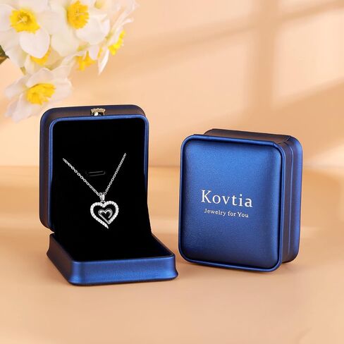 قلادة Kovtia Love Forever Heart من القلب إلى القلب مطلية بالذهب عيار 14 قيراط، قلادة زفاف رقيقة للنساء، هدية عيد الحب للفتيات، هدايا عيد الأم للمجوهرات in Kuwait