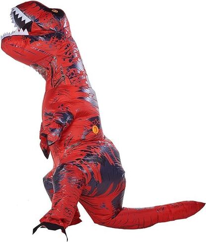 Ekuuga زي ديناصور قابل للنفخ الكبار العملاق T-Rex الأحمر نفخ يتوهم هالوين تفجير زي تأثيري حلي in Kuwait