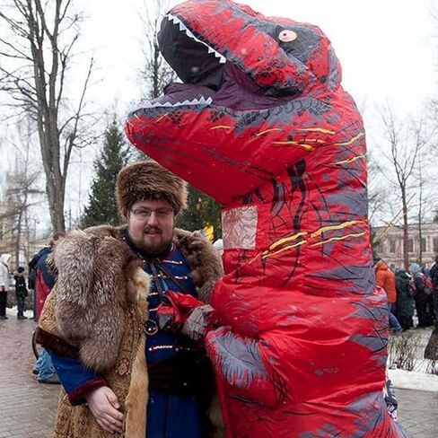 Ekuuga زي ديناصور قابل للنفخ الكبار العملاق T-Rex الأحمر نفخ يتوهم هالوين تفجير زي تأثيري حلي in Kuwait