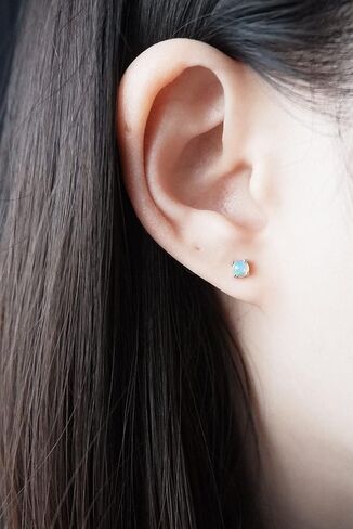 مجموعة أقراط أوبال مستديرة صغيرة - أقراط أحجار الميلاد مطلية بالذهب الوردي عيار 18 قيراط للنساء والفتيات المراهقات 3 أزواج/مجموعة (2,3,4 ملم) in Kuwait