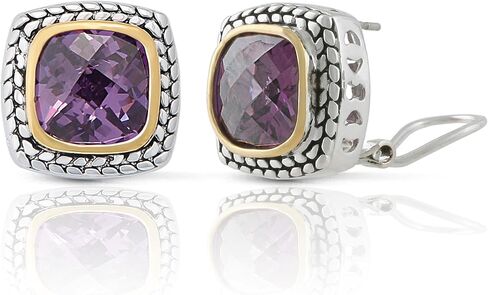 أقراط JanKuo Jewelry بلونين عتيق لون الجمشت زركونيا فرنسية بمشبك in Kuwait