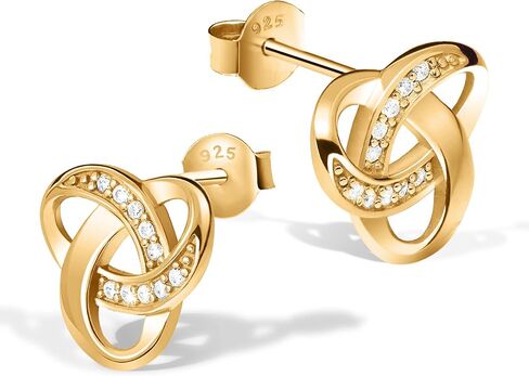 Chic Bijoux Knot Earrings for Women – With Round Cubic Zirconia stones and 925 Sterling Silver – Gift for Her Birthday, Rose Gold Jewelry in Saudi Arabia