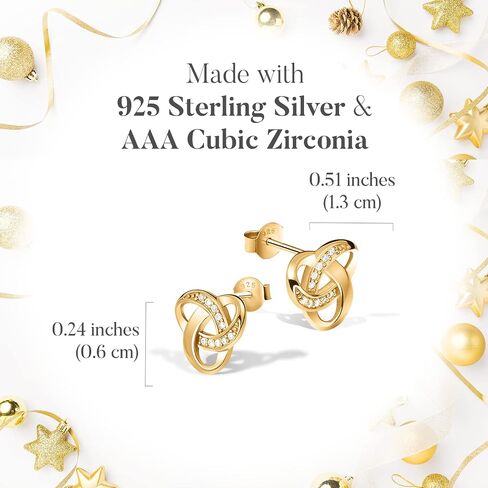 Chic Bijoux Knot Earrings for Women – With Round Cubic Zirconia stones and 925 Sterling Silver – Gift for Her Birthday, Rose Gold Jewelry in Saudi Arabia
