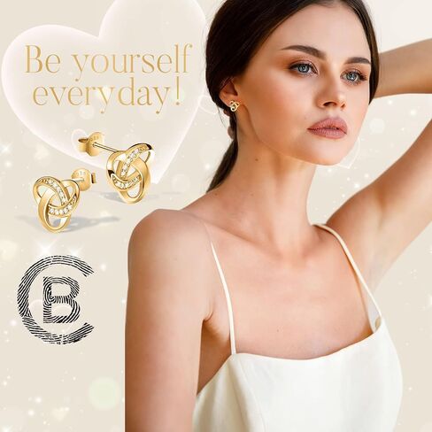 Chic Bijoux Knot Earrings for Women – With Round Cubic Zirconia stones and 925 Sterling Silver – Gift for Her Birthday, Rose Gold Jewelry in Saudi Arabia