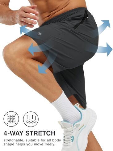 شورت Rdruko للمشي لمسافات طويلة للرجال مقاس 7 بوصة، شورت رياضي سريع الجفاف للجري خفيف الوزن مع جيوب بسحاب in Kuwait