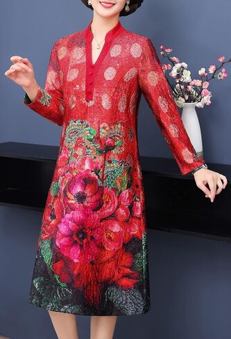 Bitablue Women's Exotic Paneled V-Neck Dress with Magnificent Floral Prints in Kuwait