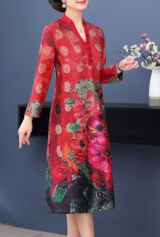 Bitablue Women's Exotic Paneled V-Neck Dress with Magnificent Floral Prints in Kuwait