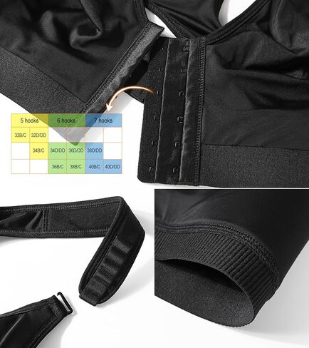 DotVol Women's Front Closure Wireless Adjustable Wide Strap Post-Surgery Everyday Bra in Kuwait