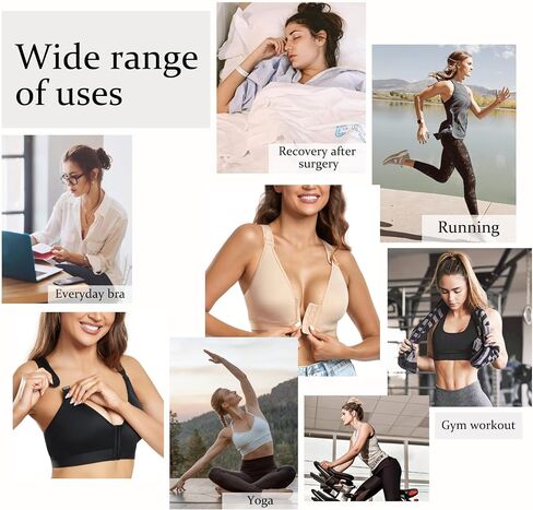 DotVol Women's Front Closure Wireless Adjustable Wide Strap Post-Surgery Everyday Bra in Kuwait