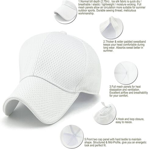 قبعة بيسبول للرجال من Masktide شبكية بالكامل للصيف قابلة للتنفس، سريعة الجفاف للنساء، ماصة للرطوبة، رياضية خارجية، قبعة مناسبة للجفاف in Kuwait