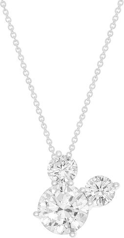 Disney Womens Mickey Mouse Necklace 18" - Sterling Silver Necklace with Cubic Zirconia Mickey Mouse Official License in Saudi Arabia
