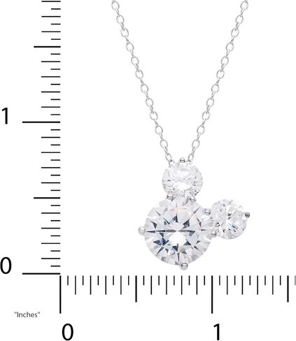 Disney Womens Mickey Mouse Necklace 18" - Sterling Silver Necklace with Cubic Zirconia Mickey Mouse Official License in Saudi Arabia