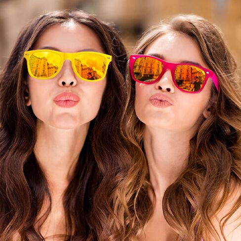 SUNOVELTIES 10 عبوات من النظارات الشمسية الملونة بعدسات عاكسة ونظارات الحفلات السائبة نظارات كلاسيكية لأعياد الميلاد والشاطئ وحمام السباحة للجنسين والكبار in Saudi Arabia