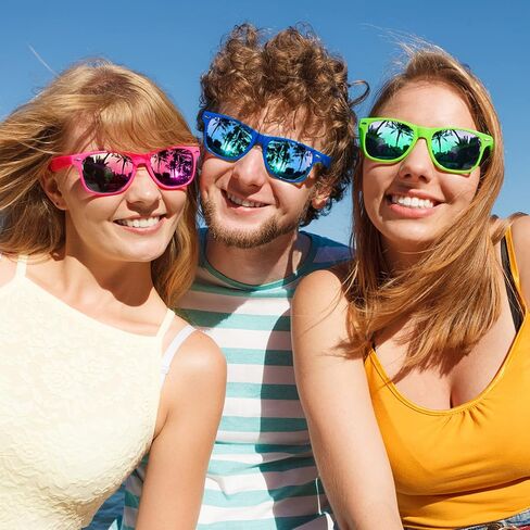 SUNOVELTIES 10 عبوات من النظارات الشمسية الملونة بعدسات عاكسة ونظارات الحفلات السائبة نظارات كلاسيكية لأعياد الميلاد والشاطئ وحمام السباحة للجنسين والكبار in Saudi Arabia