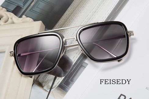 FEISEDY Retro 70s Pilot Sunglasses Tony Sunglasses Trendy Women Square Sun Glasses B2510 in Kuwait