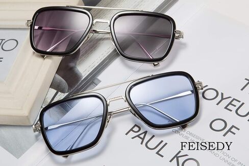 FEISEDY Retro 70s Pilot Sunglasses Tony Sunglasses Trendy Women Square Sun Glasses B2510 in Kuwait