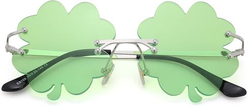 Melpomenia St. Patrick’s Day Green Sunglasses Irish Shamrock Four Leaf Clover Green Lens Shades Costume Party Glasses(Four Leaf Green) in Kuwait