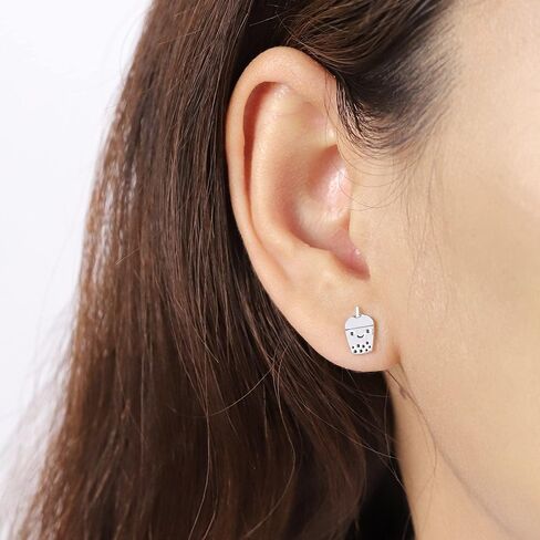 Boma Jewelry Sterling Silver Boba Bubble Tea Stud Earrings in Saudi Arabia