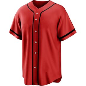 Holnkme Blank Plain Baseball Jersey for Men Women, Baseball Shirt Hipster Hip Hop, Short Sleeve Button Down Sports Uniforms in Kuwait