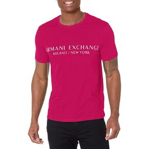 A|X Armani Exchange Men's Short Sleeve Milan New York Logo Crew Neck T-Shirt, Vivacious, Large
