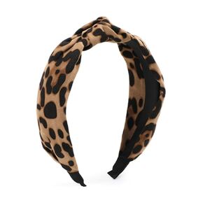 Leopard Headband Knotted Headbands for Women, Wide Knot Dot Hairbands Hair Band Accessories Birthday Christmas Gifts for Girls Light Coffee in Kuwait