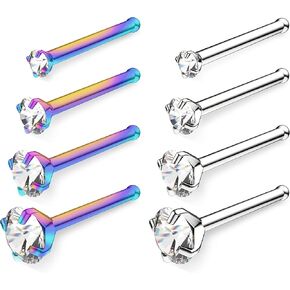 خاتم أنف كريستال بيلاتي للنساء والرجال - 1.5 مم 2 مم 2.5 مم 3 مم مجموعة زركونيا مكعبة تشيكوسلوفاكيا - شريط دفع لا يسبب الحساسية، مسامير أنف مستقيمة على شكل دبوس عظمي (اختر المقياس - الكمية - اللون - الجوهرة) in Kuwait